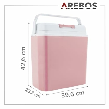 Arebos 20 Liter Kühlbox | zum Kühlen und Warmhalten | Mini Kühlschrank | Thermo-elektrische Kühlbox | mit ECO Modus | 12/230 V für Auto und Steckdose | elektrische Kühlbox | Rot - 7