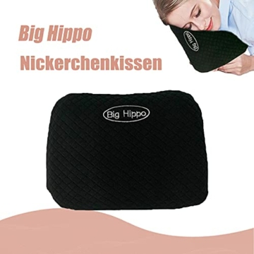 Big Hippo Reisekissen Memory Foam, Kopfkissen mit abnehmbarem Bezug, Weiche Camping Kissen, Bequeme Nickerchenkissen für Schule, Büro, Reisen, Camping - Schwarz (1 Stück) - 6