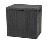 Keter City Box, Aufbewahrungsbox, dunkelgrau, Inhalt: 113L, Maße: HxTxB 55x44x57,8cm, ideal für Balkon und kleine Flächen, Holzoptik - 1