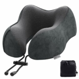 Nackenkissen Flugzeug, Reisekissen Auto Travel Pillow aus Memory Foam mit samtweichem Bezug, Nackenhörnchen Erwachsene für Reisen, Camping, Büro und Haus (Dunkelgrau) - 1