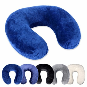 Schramm Rocco e.K. Nackenkissen 4 Farben wählbar Reisekissen Nackenhörnchen orthopädisches Nackenstützkissen Memory-Schaum Travel Neck Pillow, Farbe:schwarz - 4