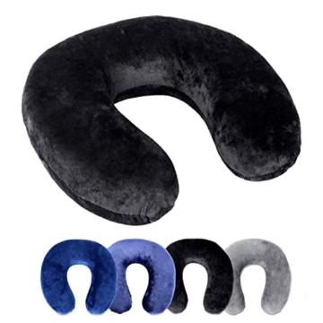 Schramm Rocco e.K. Nackenkissen 4 Farben wählbar Reisekissen Nackenhörnchen orthopädisches Nackenstützkissen Memory-Schaum Travel Neck Pillow, Farbe:schwarz - 1