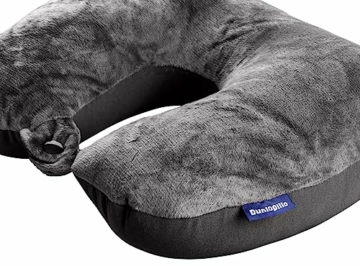 Shopping Hero Reisekissen - 2in1 Memory Foam Nackenkissen Stützkissen,Nackenhörnchen, 31x21 cm - Travel Pillow by Dunlopillo für Flugzeug, Camping, Reise - Ergonomisches Kopfkissen mit Microperlen - 8